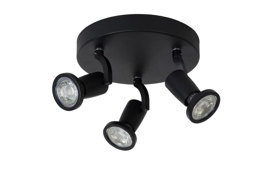 Lucide JASTER-LED - Spot plafond - Ø 20 cm - LED - GU10 - 3x5W 2700K - Noir - éteint